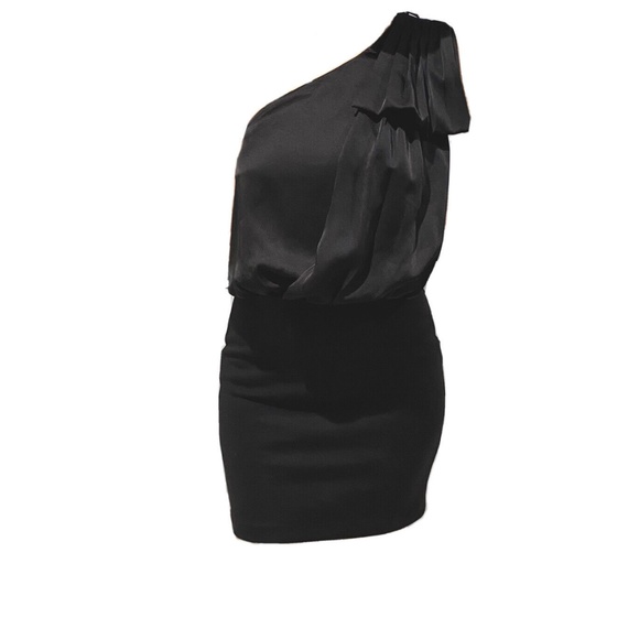 A/X Armani Exchange One Shoulder Zipper Black Cocktail Party Dress Size 2 Club - Picture 2 of 13